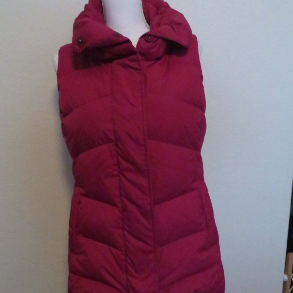🎉⭐️🎉HP🎉⭐️🎉 Eileen Fisher, Down Puffer Vest-High Collar - S/P, Cranberry, EUC - Picture 2 of 15